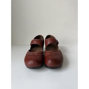 DANSKO Womens Leather Harlow Floral Applique Mary Jane Clogs 8.5 Sz 39 Burgundy